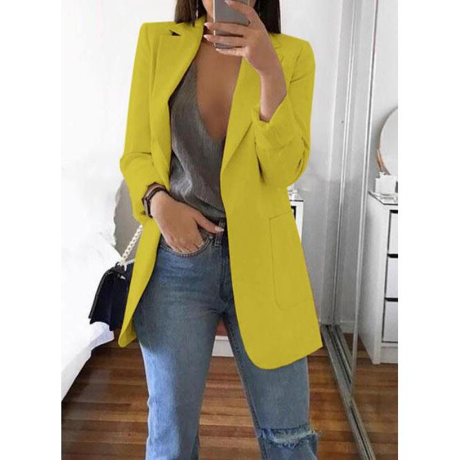 Fashion Casual Suit Polo Neck Slim Fit Cardigan Temperament Women's  Coat Spring and Autumn