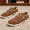 Men'S Pu Leather Driving Moccasins Round Toe Lace-Up Breathable Casual Loafers Soft Sole Low Top Comfortable Shoes Loafers Men