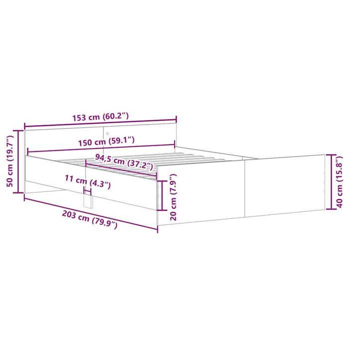 VidaXL Bed Frames Without Mattress Artisan Oak 150x200 Cm, Bedroom Furniture, Slatted Base,, Bed, Double Bed 3328746