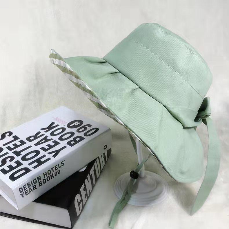 

Summer sunshade sunscreen bow brim bucket hat women M（56-58cm） світло-зелений колір