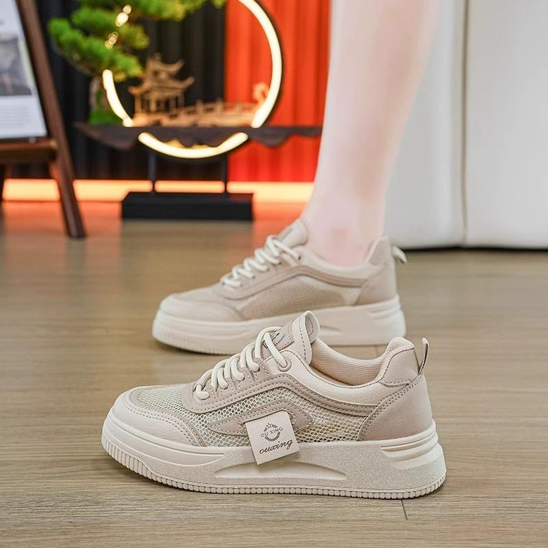 Korean version ins little white shoes students Korean version of female tide 2025 summer new thick-soled breathable casual shoes street little white b
