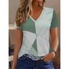 Women's Fashion Women's Elegant Holiday Stripe Printed V-neck Short Sleeved T-shirt