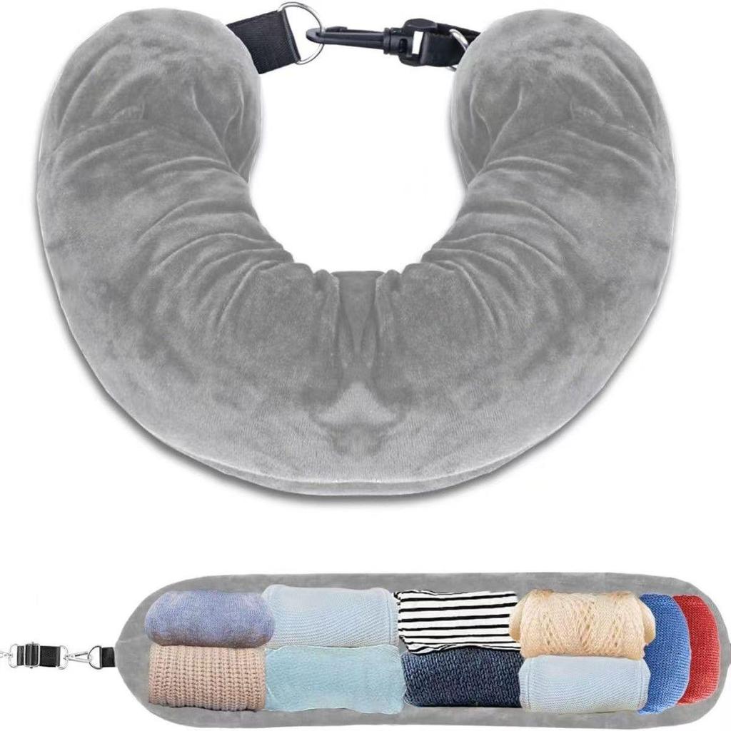 2024 Portable Travel Neck Pillow with Refillable Pillowcase for Cars, Beds, Trains, and Students