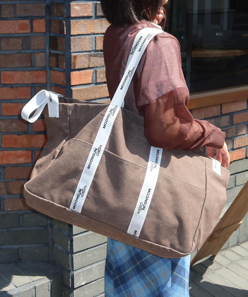 Moonsun M.C Logo Webbing 2-Way Shopper Bag / Brown