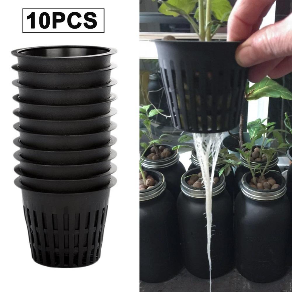10Pcs New Mesh Pots Hydroponic Basket Soilless Grow Net Plastic Planting