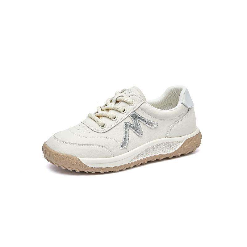 Leather dad shoes women's 2025 spring new thick-soled heightening shoes casual versatile little white shoes sports Forrest Gump shoes women