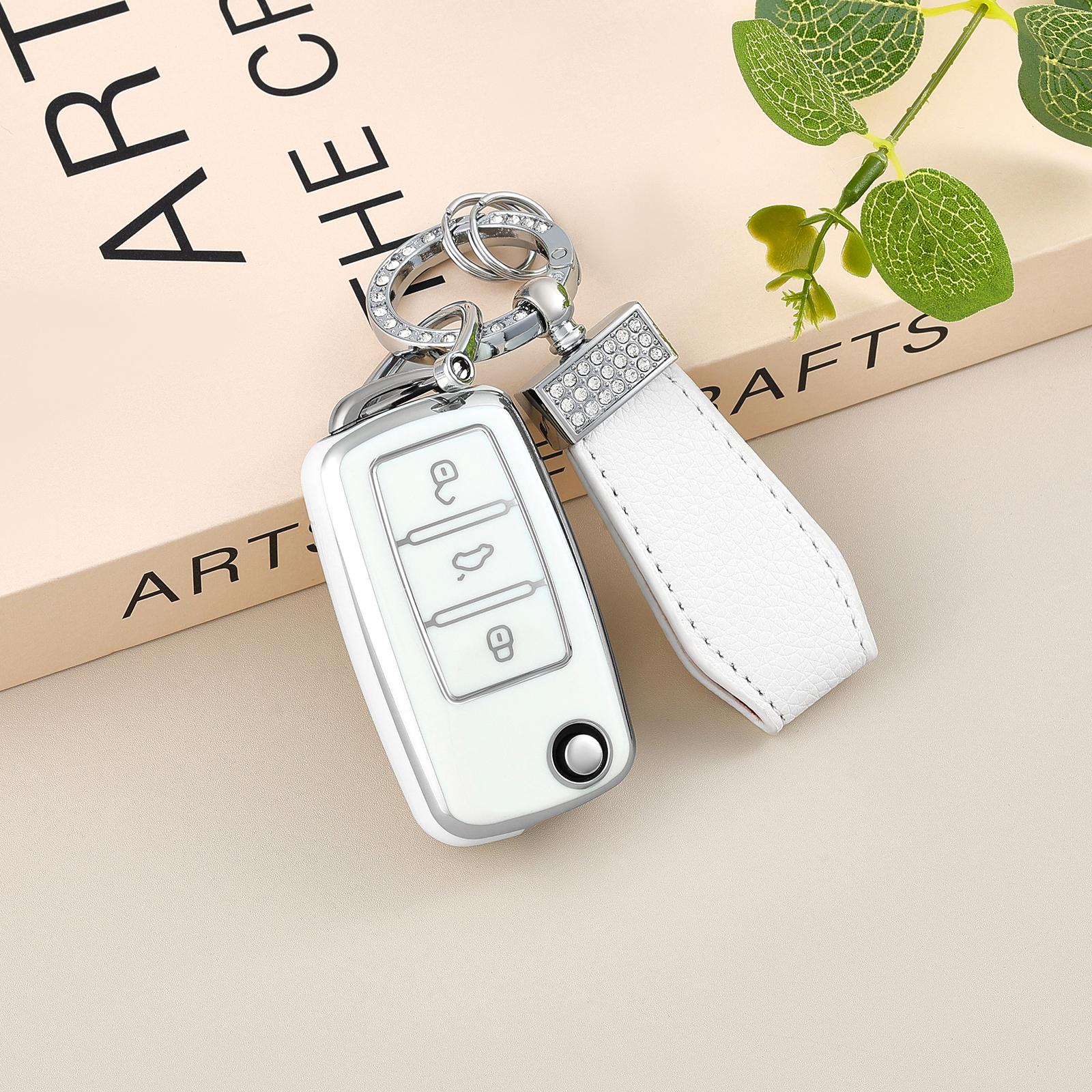 Auto Parts Decorate Unisex For Volkswagen Keycases With Diamond Crown Keychain Lavida, Bora, Tiguan, Santana, Sagitar, Lingdu, Jetta, Tange Shell, Buckle