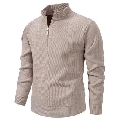 Herren Casual Fleece Pullover Herbst Winter Strickwaren Halber Reißverschluss Gestrickte Pullover Herren