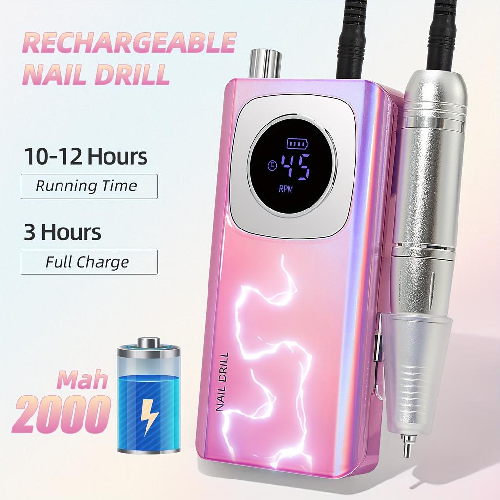 Nail Drill - 45000 Rpm Nail Drill, For Acrylic Nail Gel Polishing, Portable Electric Nail Drill - For Home Nail Salon Gel Nail Polish