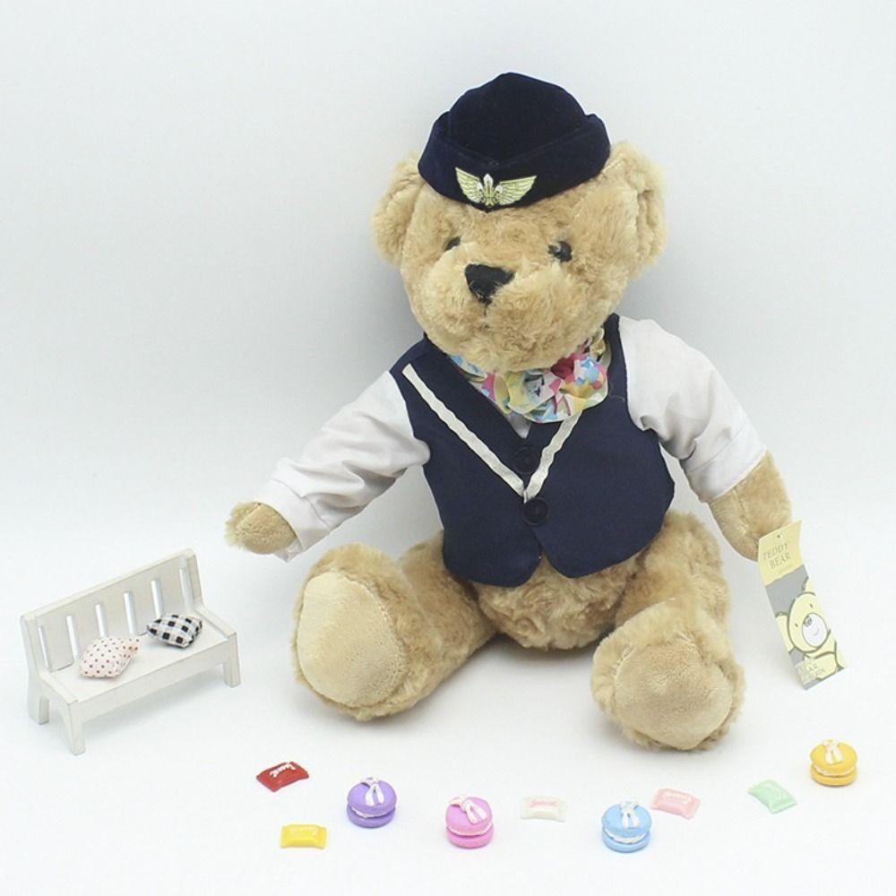 Plushie Dolls Pilot Bear Plush Toy Bedroom Decor Flight Attendant Doll  Baby Toddlers