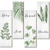Yookeer Bathroom Wall Decor 4 Pieces Relax Soak Unwind Breathe with Boho Leaf Art Print Minimalist Sign Botanical Wooden Hanging Wall Art Decor for