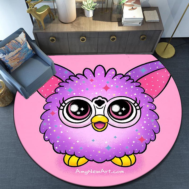 Colorful Furby In Bubbles Round Rug for Livingroom,Bedroom, Palyroom, Chair Rug, Area Rug, Circle Carpet, Fan Christmas Gift