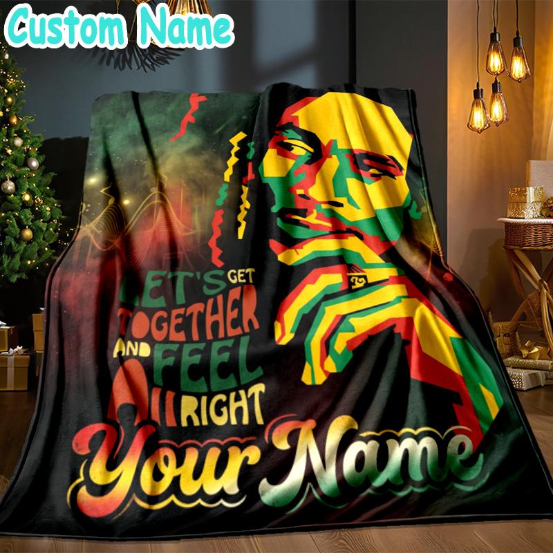 Individuelle Decke mit Bob Marley Motiv - Perfekt für Sofa, Bett, Büro und Reisen im Freien - Ideales Geschenk für Weihnachten & Feiertage