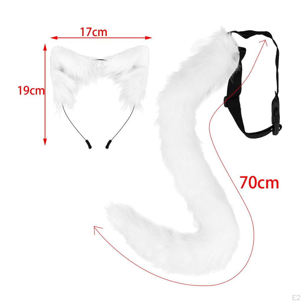 Faux Fur Ears and Tail Set Animals Gift Ear Hair Hoop Headband Cosplay