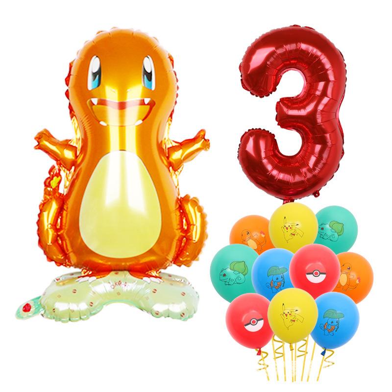 Standing Pokémon Pikachu Squirtle Child Elf Birthday Aluminum Film Printing Latex Balloon Gift