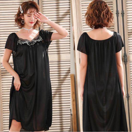 Sexy Wome Pustende Oversized Kortermet Midi Nattkjole Natttøy Pyjamas