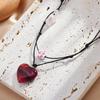 Sweetheart Trendy Style Heart Beaded Necklace Made With Sparkling Crystal Red