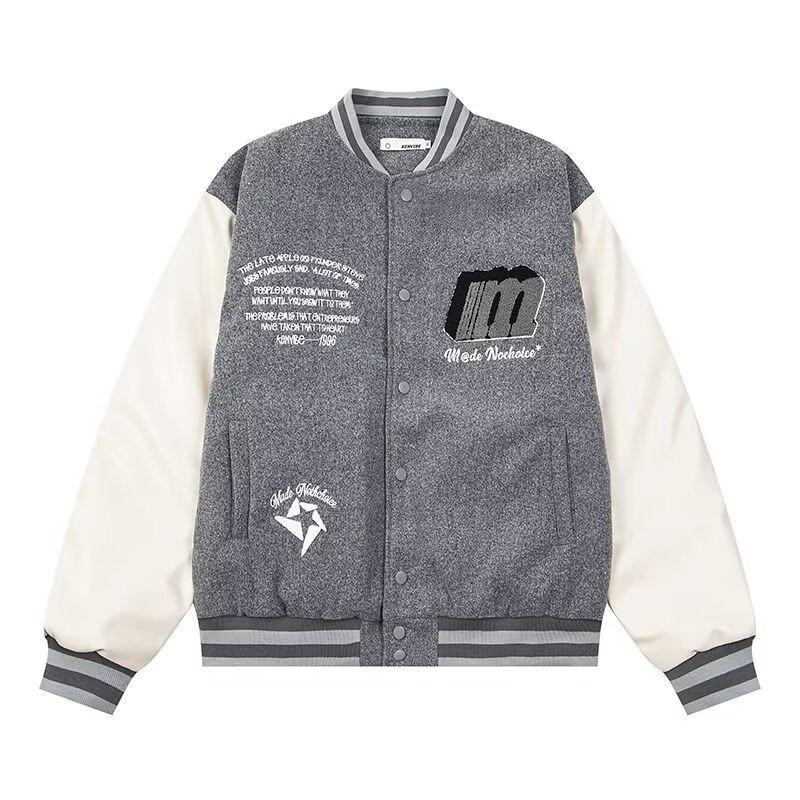 

High Street Hip Hop Fashion Jacket INS Unisex Trendy Spring Autumn Vintage American Retro Baseball Jacket M