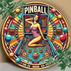 Retro Round Metal Pinball Sign 20cm Bar Cafe Decor
