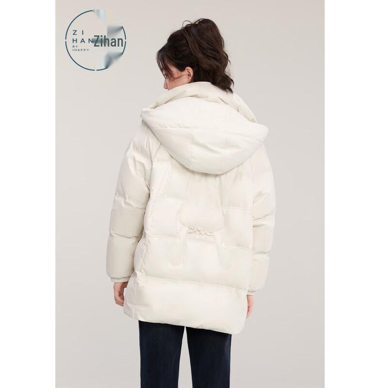 ZIHAN Women's Hooded Mid-length Duck Down Jacket