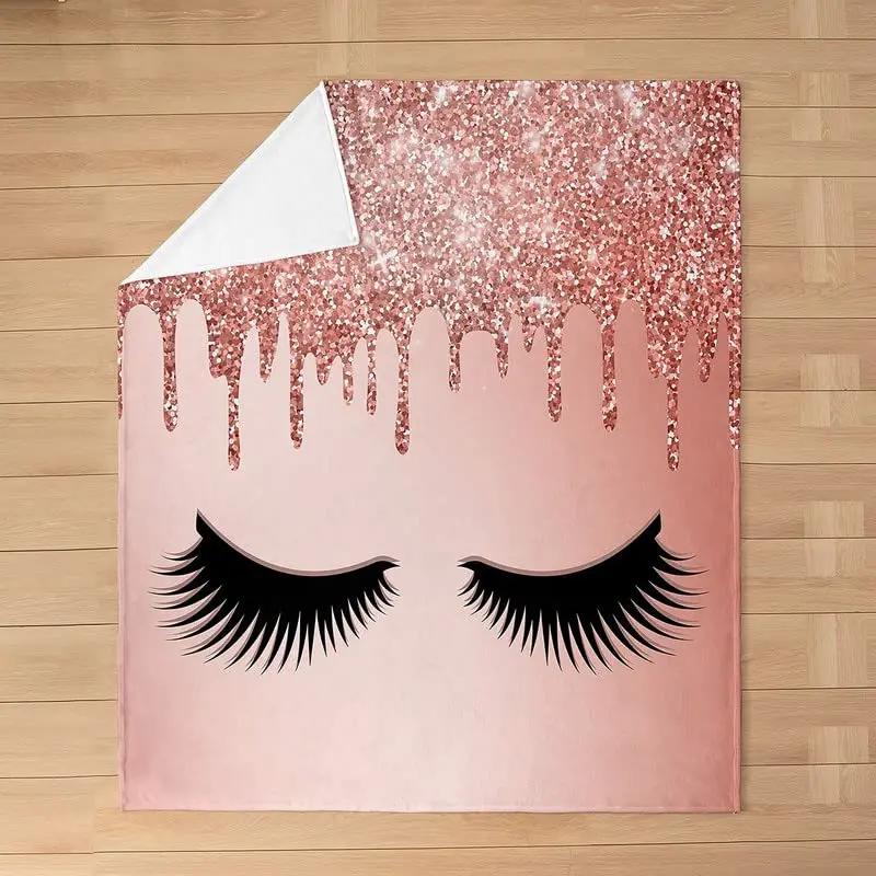 Abstract Closed Eyes Cute Eyelashes Blanket Lightweight Blankets All Season Throw Blanket for Couch Bed Soft Flannel Blanket