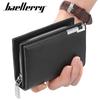 Baellerry Men's Short Accordion Wallet - Fashionable, Casual, Large Capacity with Zipper and Card Holder.