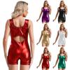 Women Bodycon Pole Dancewear Hot Shorts Nightclub Disco Rave Party Cutout Back Cheerleading Jumpsuit for Gymnastics Training