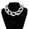 KunJoe Punk Silver Color CCB Buckle Short Necklace for Women Men Exaggerated Thick Metal Cuban Chain Collar Choker Necklace