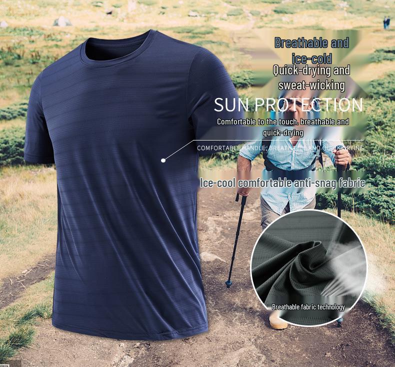 2022 Ice Silk Quick-Dry Plus Size Men's Loose Casual Crew Neck Short Sleeve T-Shirt