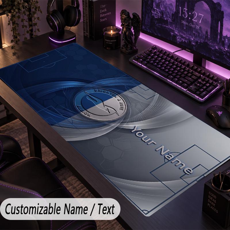 Custom Text Big Mousepad, Extended Desk Pad For Laptop Work GameBrighton & Hove Albion Football
