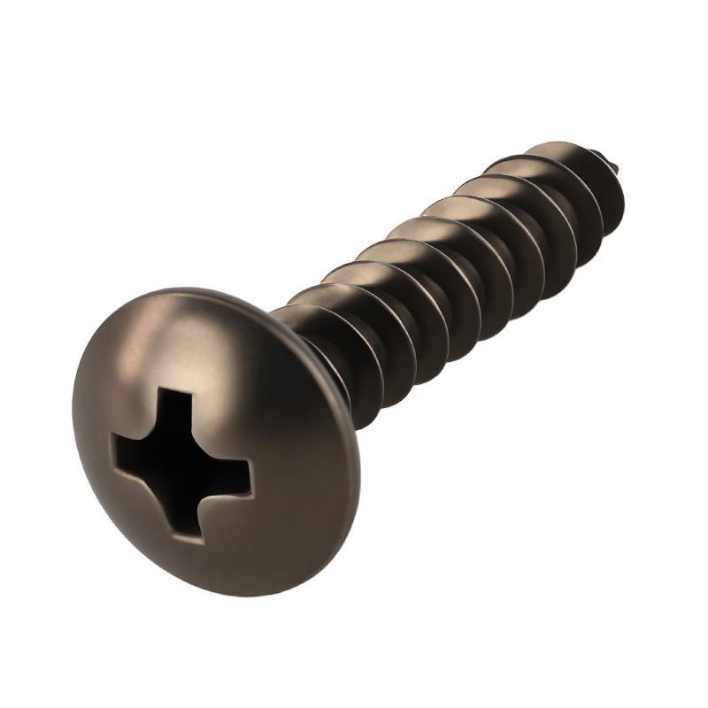 Yigu Black Nickel Hardened Phillips Flat Head Self-Tapping Screws M3-M5, Carbon Steel, Coarse Thread, Pointed Tail