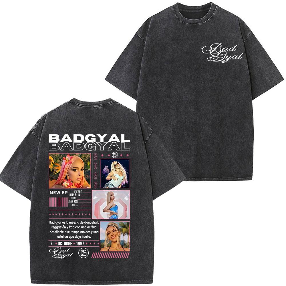 

Singer Bad Gyal Tour Print Vintage Washed Tshirt Men Women Fashion Oversized Tshirt Summer Loose Casual Cotton Tshirts S