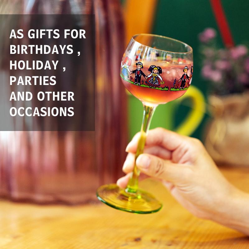 Alsace Style Little People Goblet Wine Glasses Home Decor Wine Glass Suitable For Birthday Christmas And Wedding Gifts  6(fl.oz)