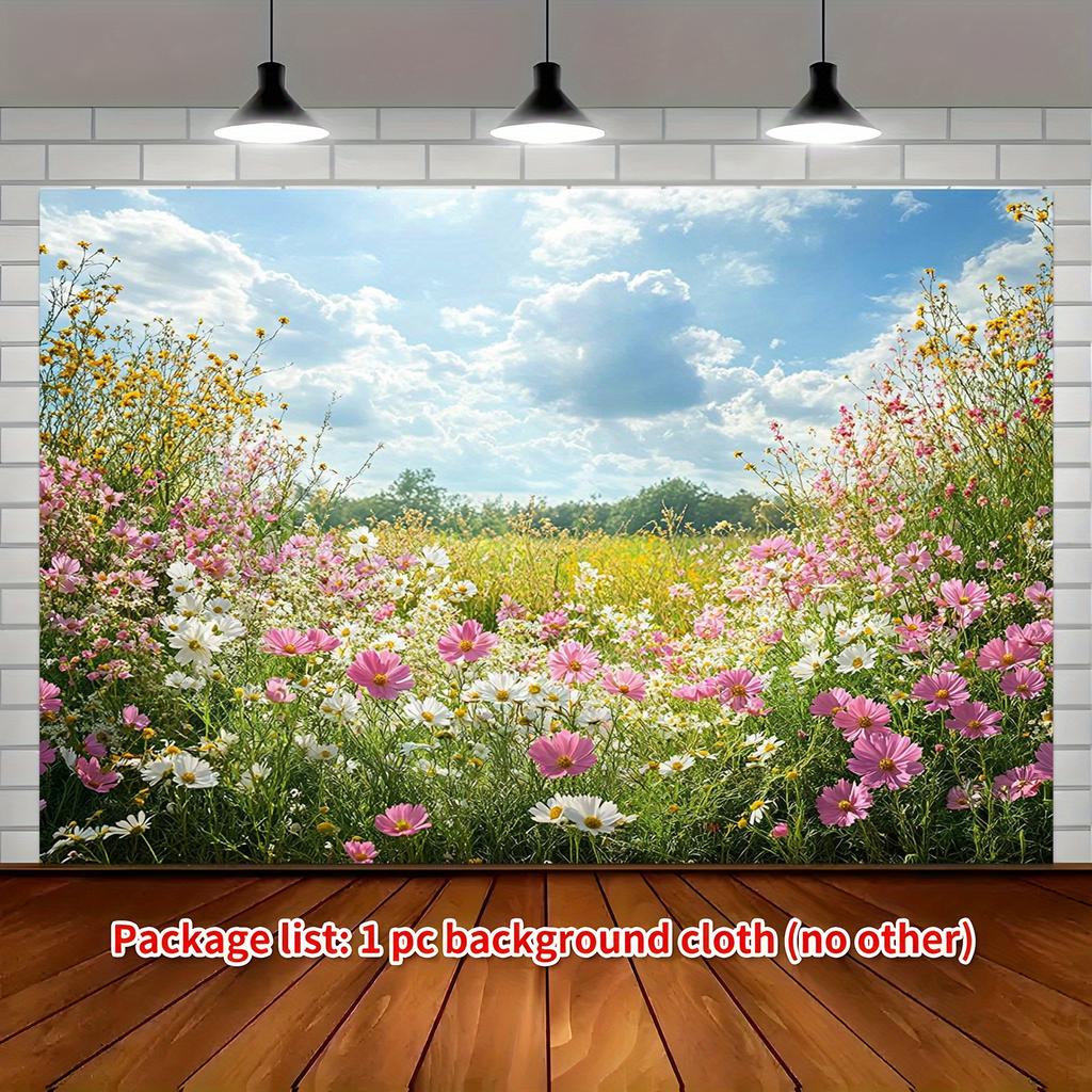 2D plane 1 piece of colorful nebula flower field floral background party banner dreamy and romantic bedroom and living room