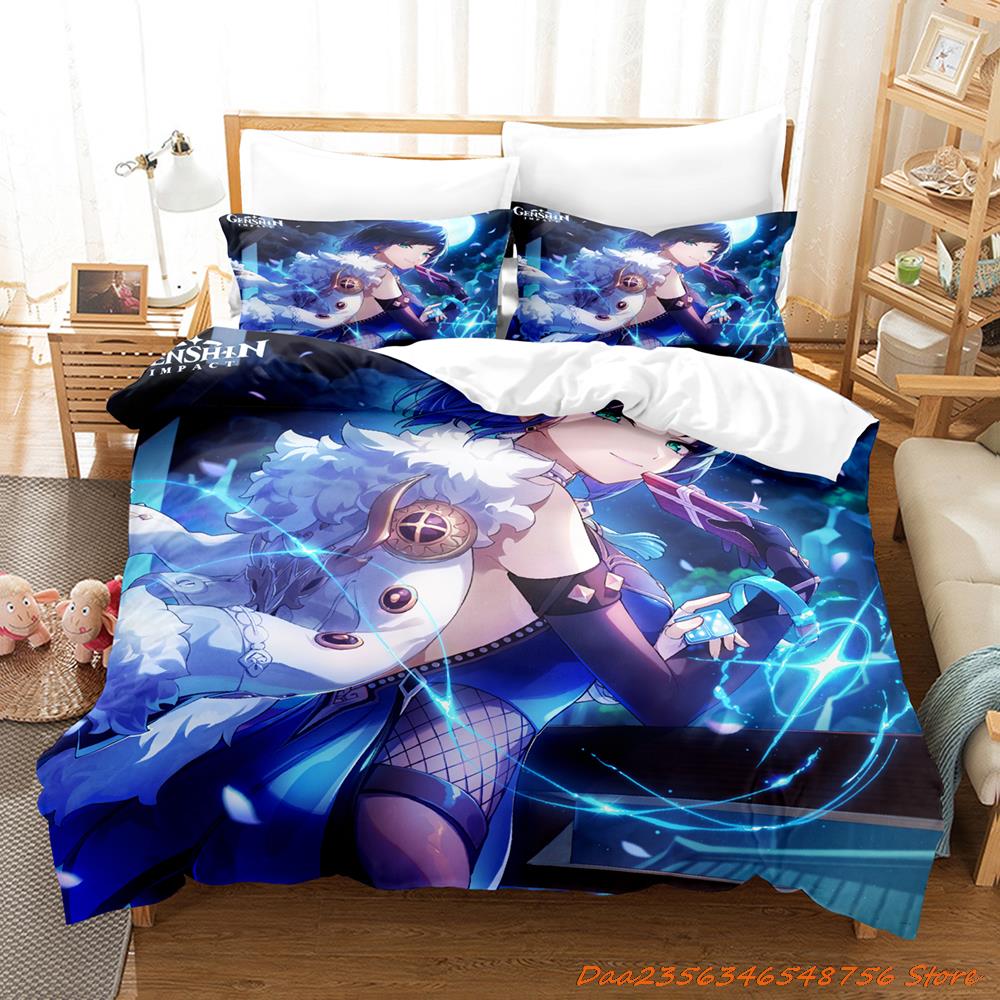 Personelity New Game Yelan Genshin Impact Bedding Set Cartoon Anime Three-piece Set Adult Kid Bedroom Duvetcover Sets 3D Ka
