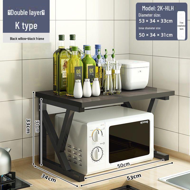 Three-Layer Kitchen Microwave and Spice Storage Rack