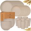 Rice Husk Disposable Tableware Set - Food Grade, High Temperature Resistant Bowls, Plates, and Chopsticks.