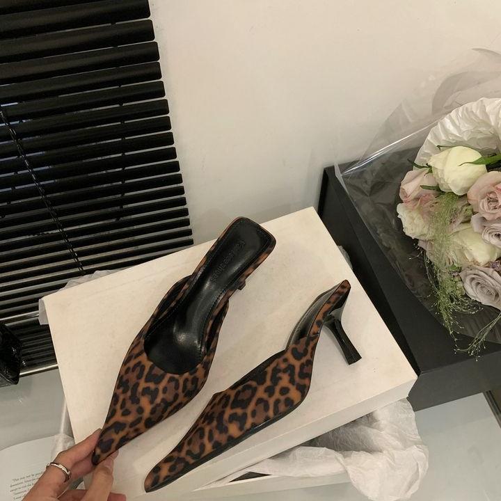 2025 New Womens Slippers Pointed Leopard Print Thin-heeled Slippers Luxury High-heeled Single Shoes Women Muels Slippers