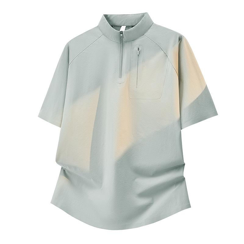 Polo Shirt Men's Ice Silk Nylon High-end Seamless Business Casual Ice-feel Lapel Men's Short-sleeved T-shirt Quick-drying