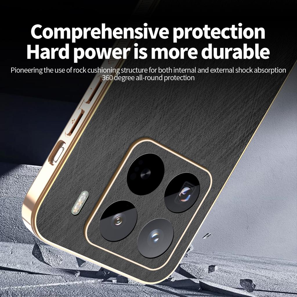 KADEM For Xiaomi 15 Pro Case Electroplating Silk Texture PU + TPU Phone Back Cover
