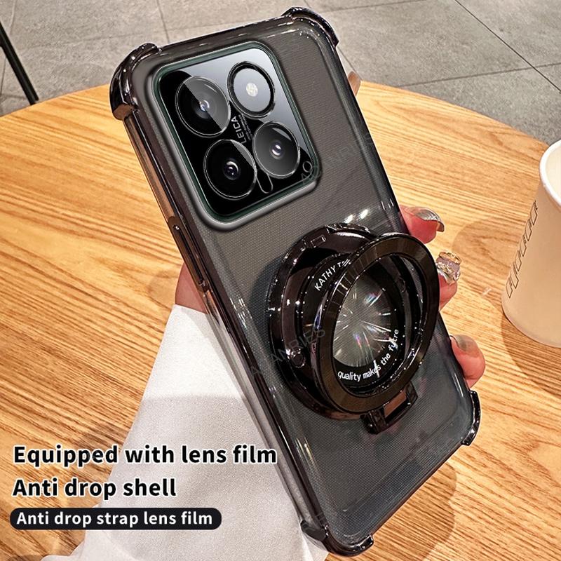 Circular Bracket Four Corner Anti-Shock Plating Case For Xiaomi Mi 14 Ultra 13 Pro 13t 12t 11 Poco C65 X3 X5 X6 F5 F6 M3 M6  Ne Back Cover Mi14 Mi13