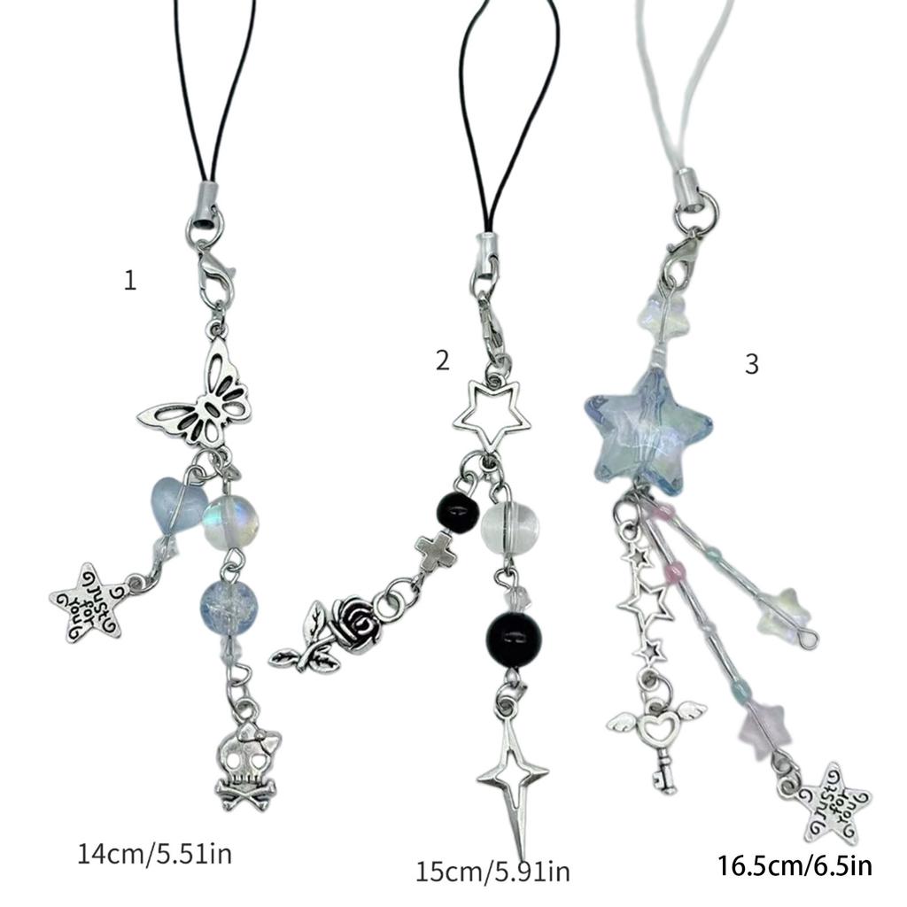 Fashion Star Bead Pendant Phone Straps Lanyard Pocket Keychain Strap Backpack Charm Car Key Decoration Chain