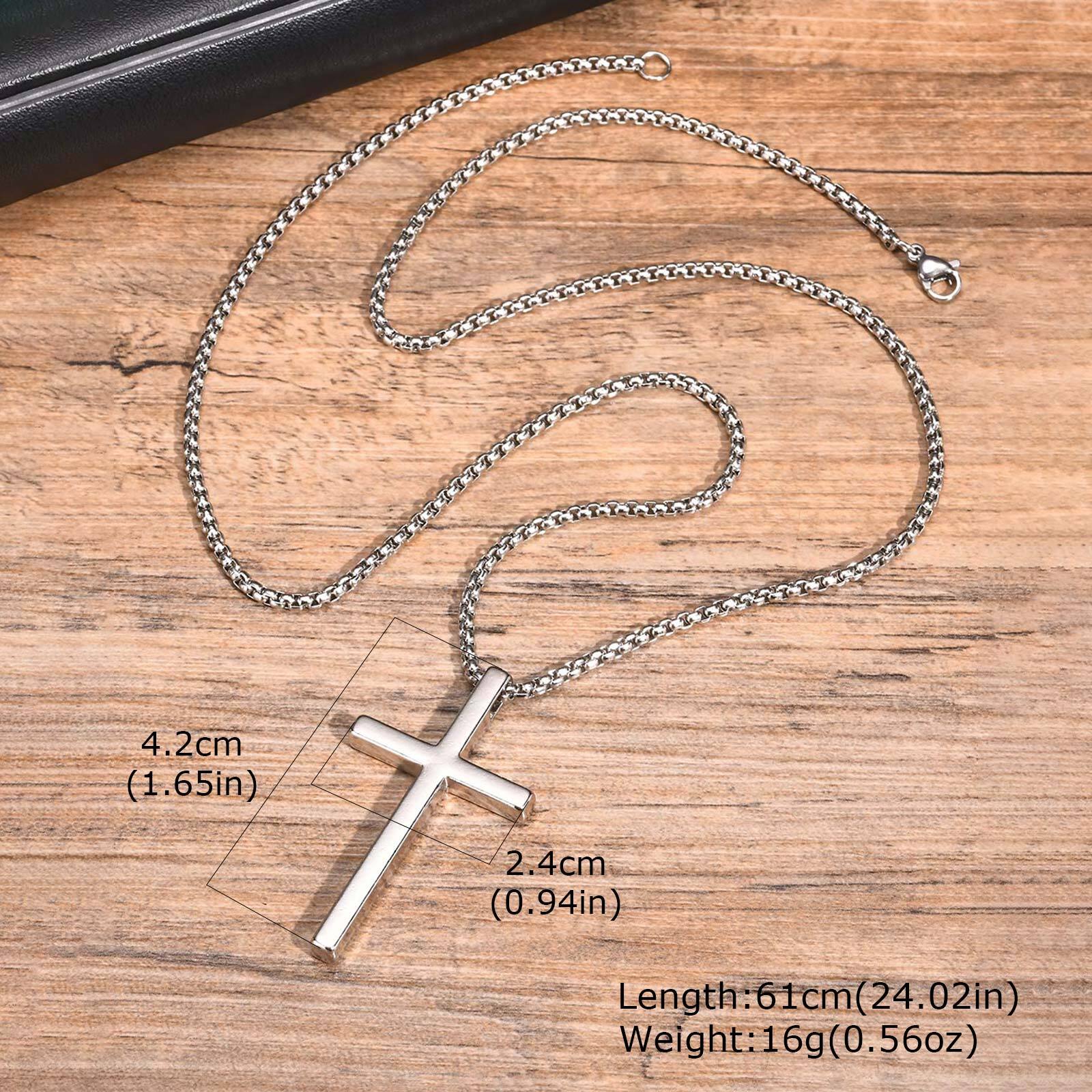 Vnox Punk Cross Pendant Necklaces For Men Women,Stainless Steel Link Chain Glossy Niche Boys Choker,Jewelry Gift Waterproof
