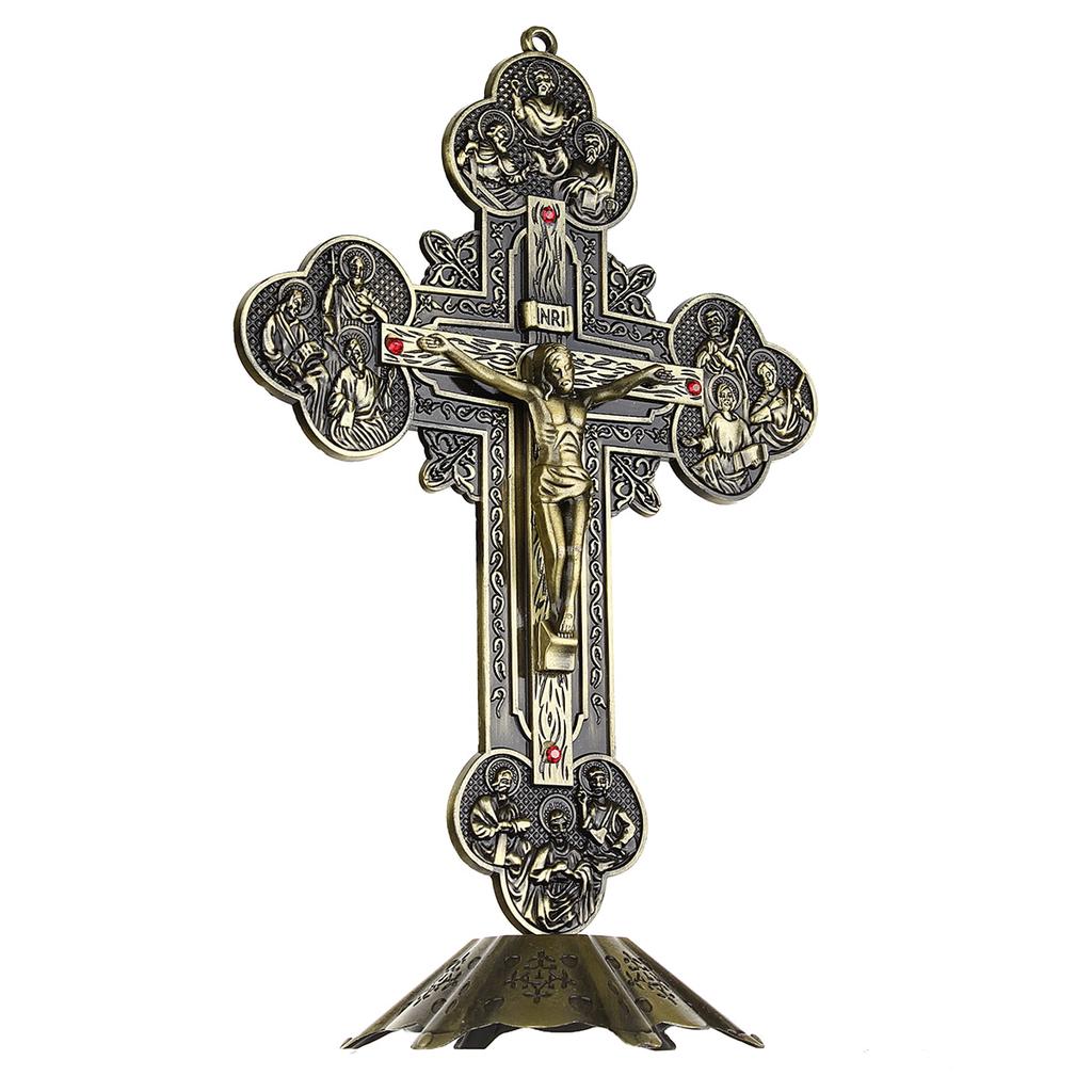 Church Relics Figurines Crucifix Jesus Christ On The Stand Cross Crucifix Home Chapel Decoration