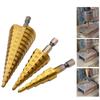 3pcs/set HSS Titanium Coated Step Drill Bit Drilling Power Tool Metal High Speed Steel Wood Hole Cutter Step Cone Drill Bit