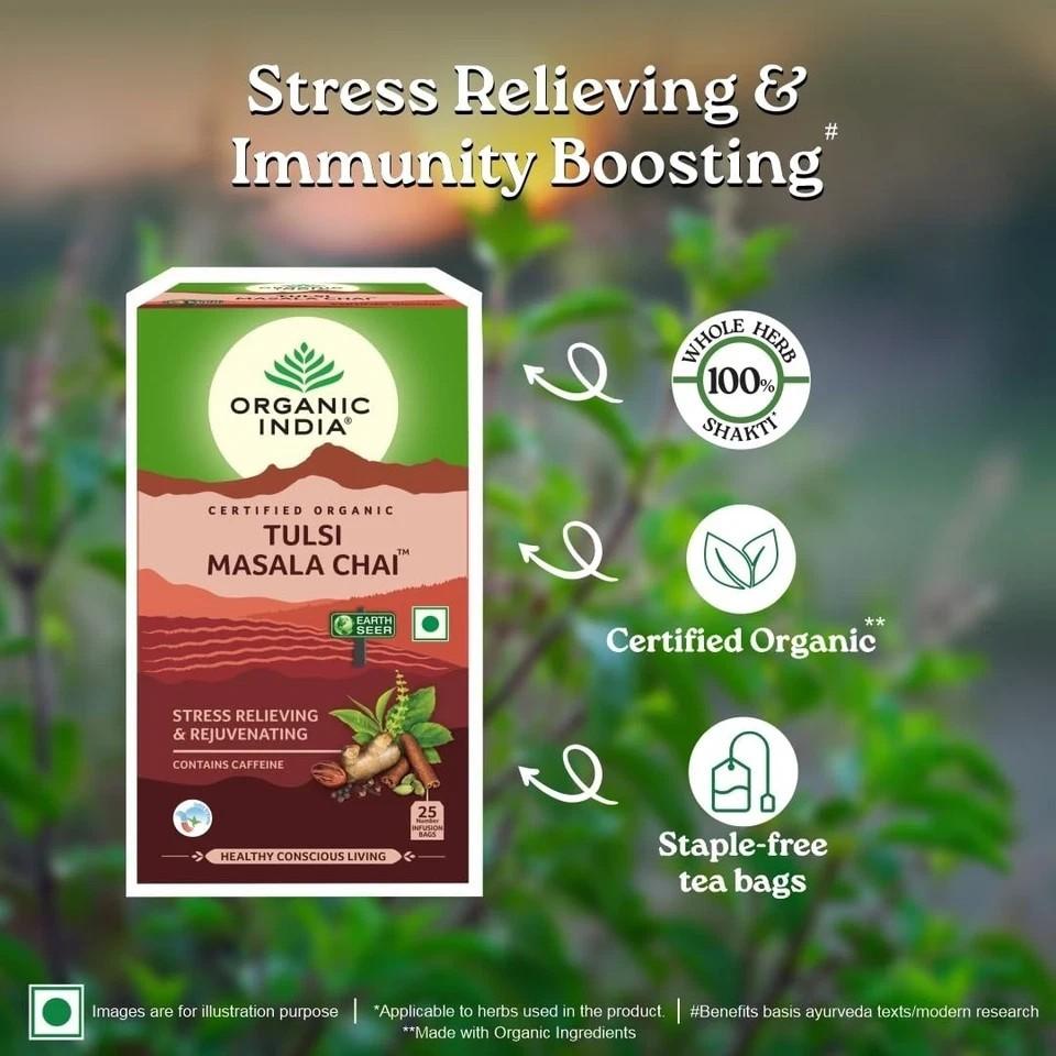 Tulsi Masala Chai, 25 Tea Bags, Stress Relieving*, Refreshing And Relaxing
