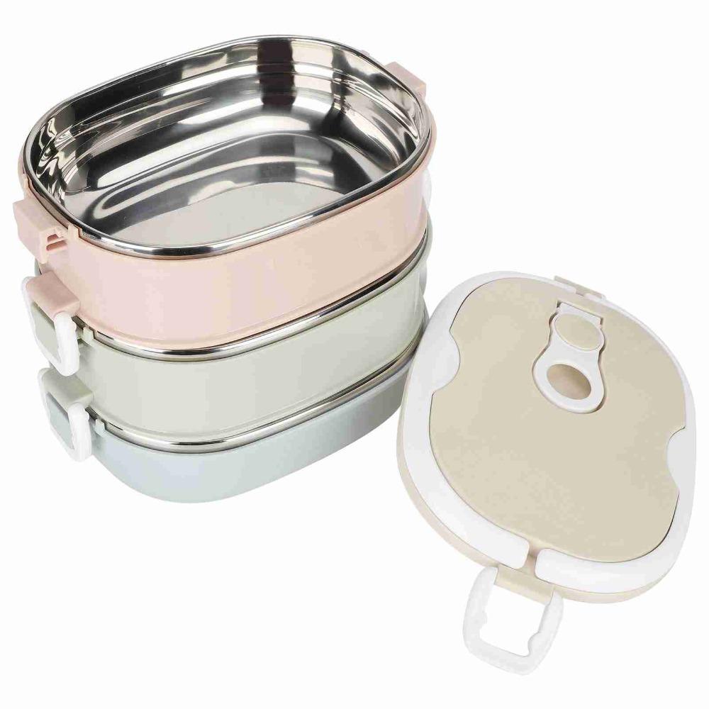 1 Tier/2 Tier/3 Tier Stackable Bento Box Round Shape Thermal Food Container  For Office