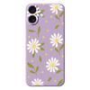 For iPhone 17 Case White Flowers Green Leaves Pattern Printing Straight Edge TPU Phone Back Cover