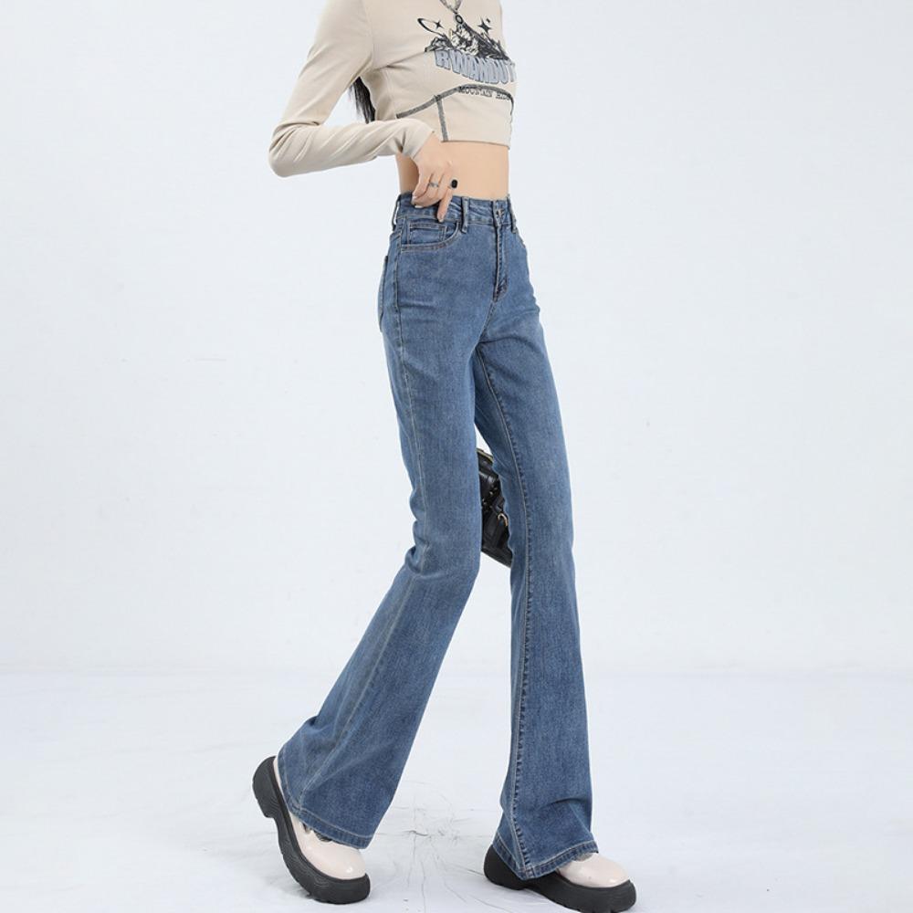 American Retro Micro-pull Jeans Autumn and Winter 2025 New Women's High-waisted Thin Small Flared Horseshoe Pants