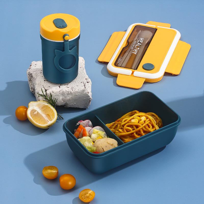 Portable Wheat Straw Bento Box: Insulated, Multi-Compartment, Japanese-Style, Microwave Safe for Office Workers & Students